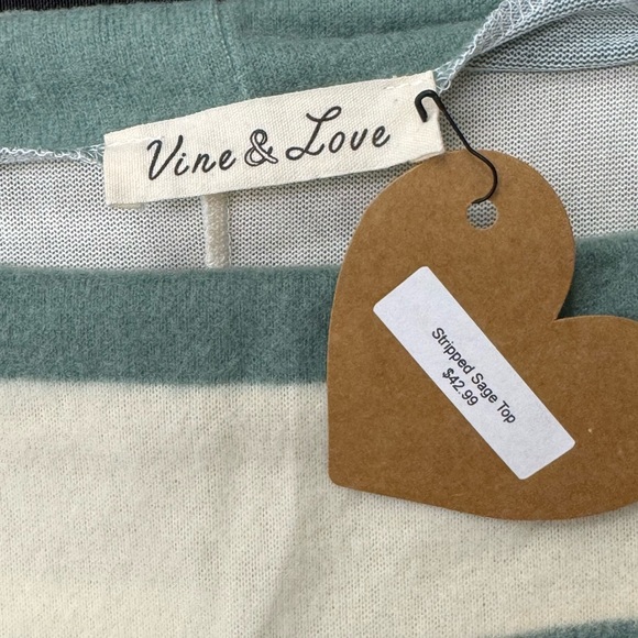 Sage Green and White Striped Sweater Top - Picture 5 of 6